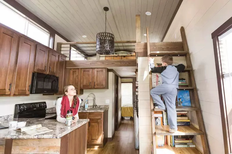 family in tiny home